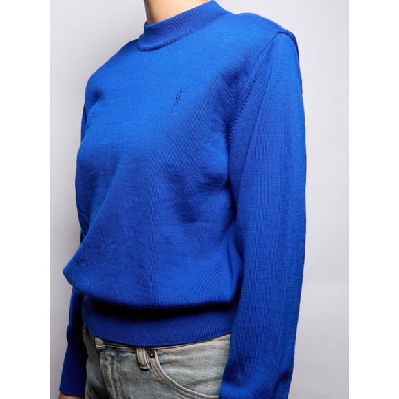 YSL Blue Logo Wool Sweater - Picture 2 of 4